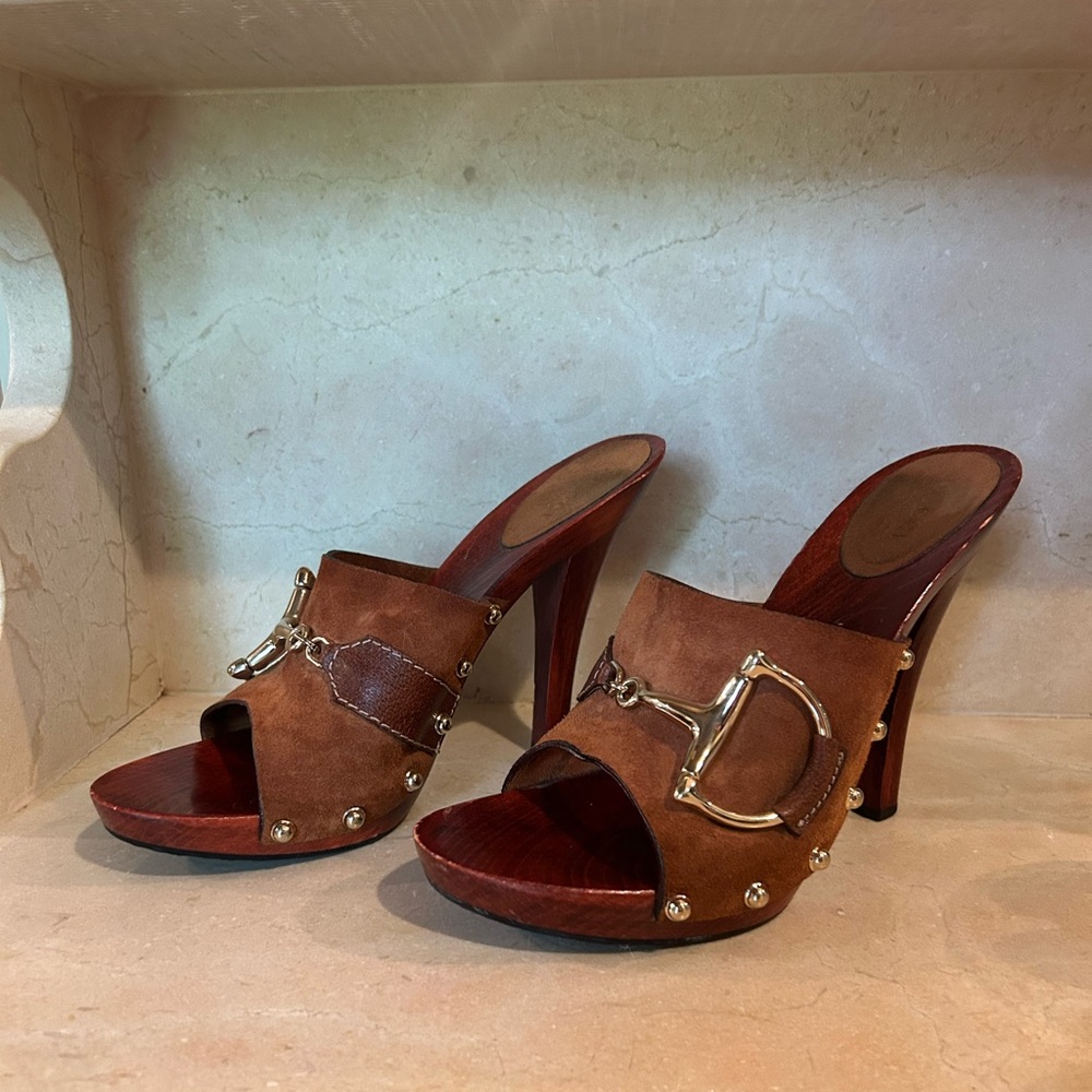 GUCCI Horsebit Heeled Mule